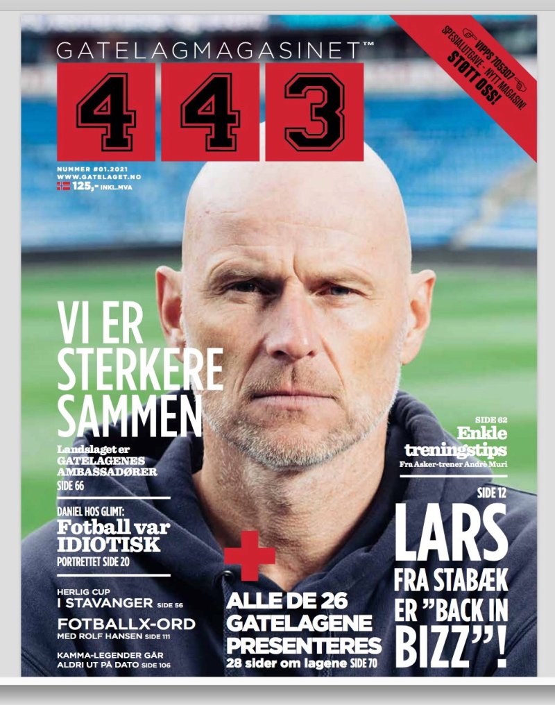 Ståle Solbakken på forsiden av 443 Gatelagsmagasinet